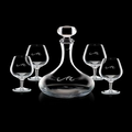 32 Oz. Stratford Crystalline Decanter w/ 4 Brandy Glasses